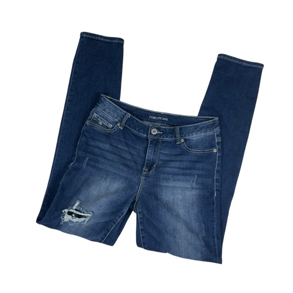 Maurice’s Distressed Ripped Sequin Stretchy Skinny Denim Jeans Medium Regular - Picture 8 of 13